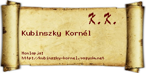 Kubinszky Kornél névjegykártya